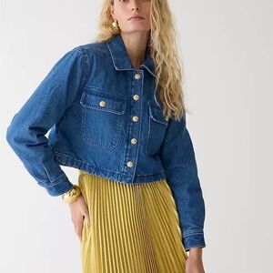 NWT JCREW cropped Denim puffer jacket
